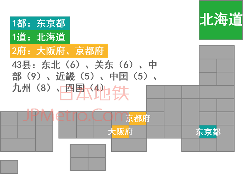 ▲ 日本 1 都 1 道 2 府区划